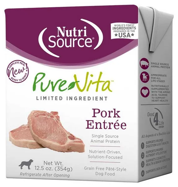 12/12.5 oz. Nutrisource Pure  Grain Free Pork Entree Dog Tetra Packs - Health/First Aid